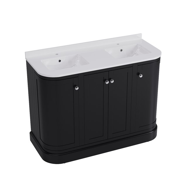 1200mm Black Curved Freestanding Double Vanity Unit with Basin - Bowland