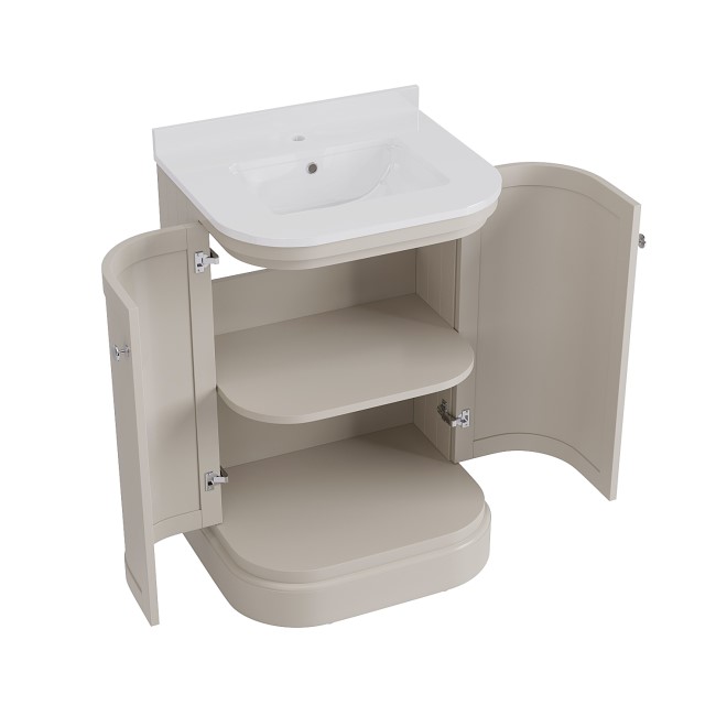 600mm Beige Curved Freestanding Vanity Unit with Basin - Bowland