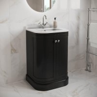 600mm Black Curved Freestanding Vanity Unit with Basin - Bowland 