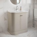 BOWL800VBG 800mm Beige Curved Freestanding Vanity Unit with Basin - Bowland