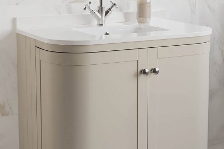 Beige Basin Vanity Unit with Chrome Handles