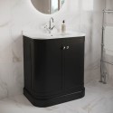 BOWL800VB 800mm Black Curved Freestanding Vanity Unit with Basin - Bowland 