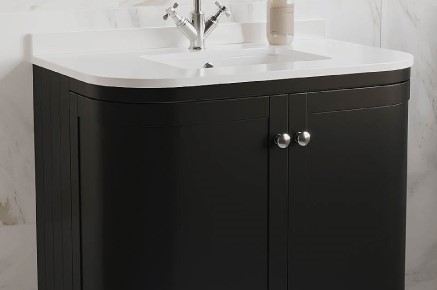 Black Basin Vanity Unit with Chrome Handles