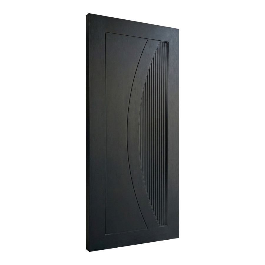 Internal Black Door with Reeded Panel - Pre-Finished - 1981 x 686 x 35mm - Salerno - XL Joinery