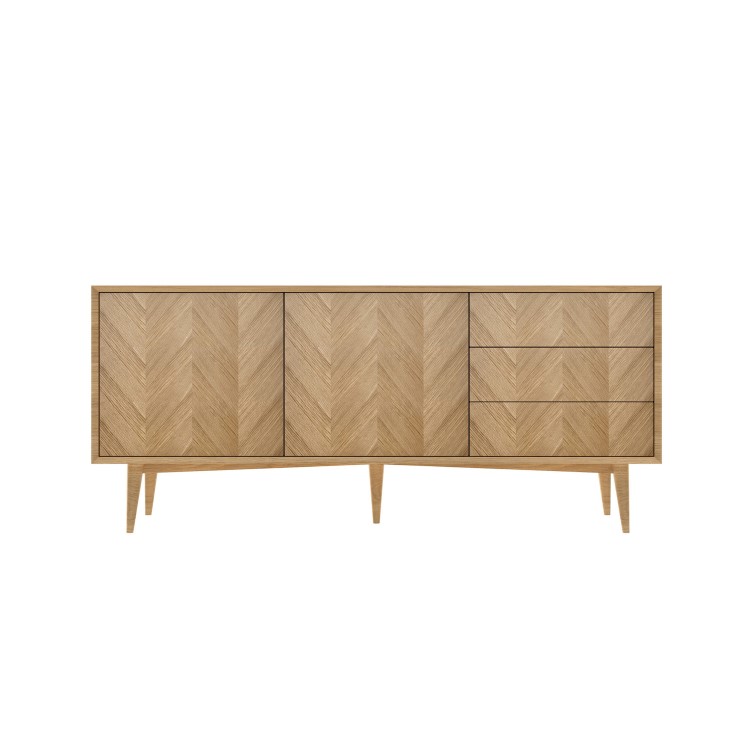 GRADE A1 - Large Solid Oak Chevron Sideboard - Briana