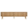 GRADE A1 - Solid Oak Chevron TV Unit with Sliding Doors - TV's up to 70"