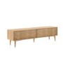 GRADE A1 - Solid Oak Chevron TV Unit with Sliding Doors - TV's up to 70"