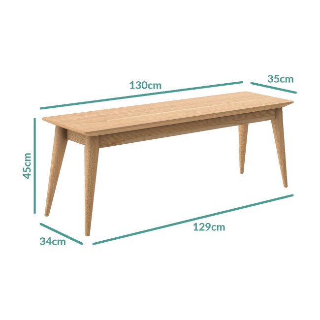 Solid Oak Dining Bench - Seats 2 - Scandi - Briana