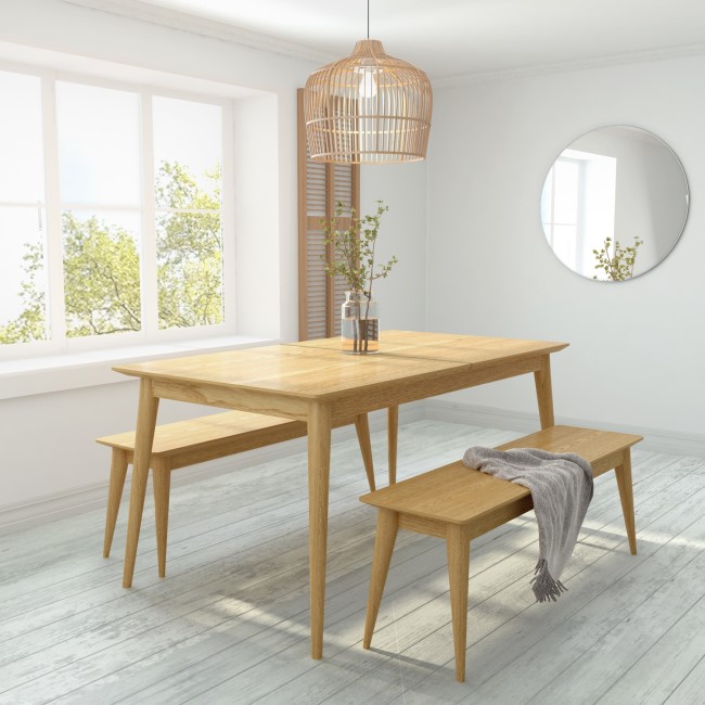 Solid Oak Dining Bench - Seats 2 - Scandi - Briana