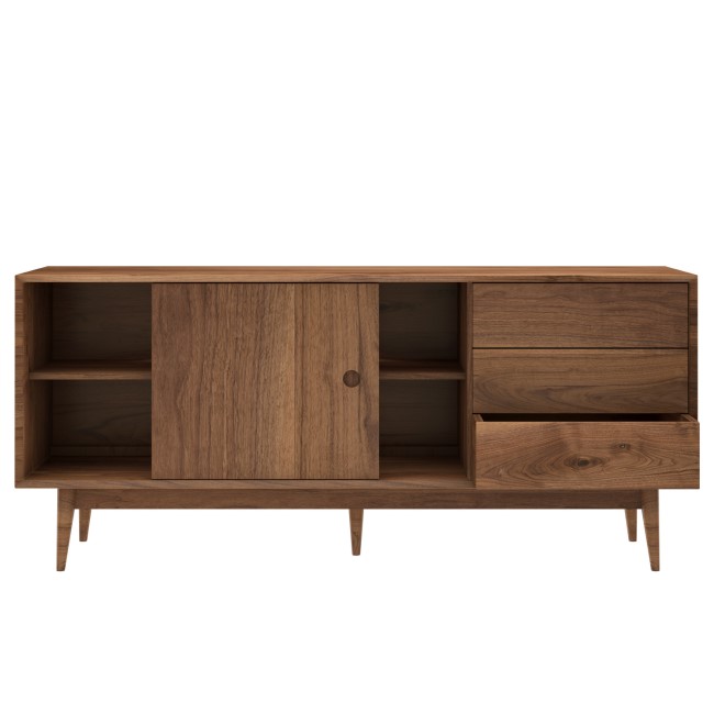 Walnut Sideboard with Drawers & Sliding Doors - Briana 