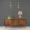 GRADE A2 - Walnut Sideboard with Sliding Doors &amp; Drawers - Briana 