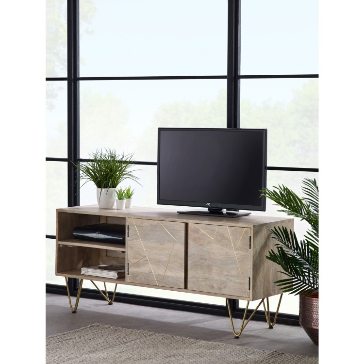 Wooden TV Unit with Gold Inlay TV's upt to 55" - Bengal