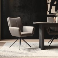 Mink Real Leather Swivel Dining Chair - Bradley