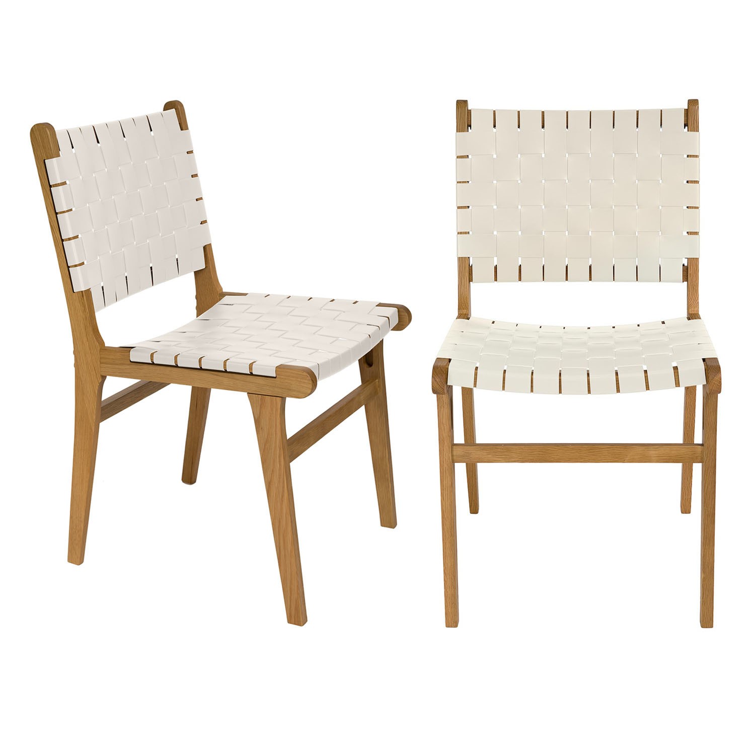 Photo of Set of 2 cream faux leather woven dining chairs - bree