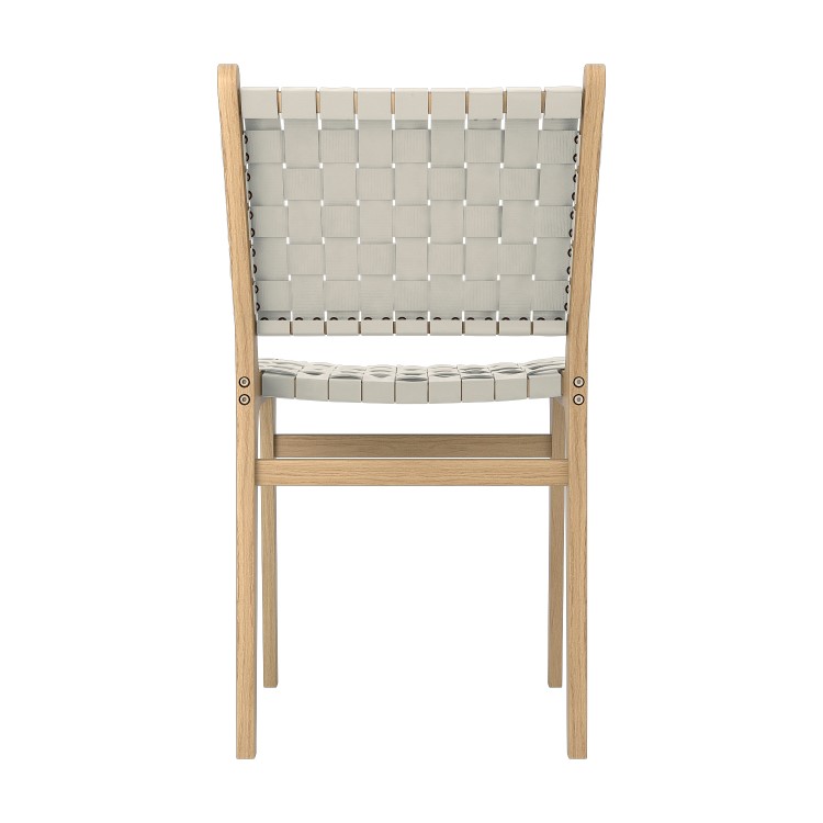 ONLY OPENED - Set of 2 Cream Faux Leather Strap Woven Dining Chairs - Bree