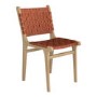 GRADE A1 - Set of 2 Tan Faux Leather Strap Woven Dining Chairs - Bree