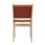 GRADE A1 - Set of 2 Tan Faux Leather Strap Woven Dining Chairs - Bree