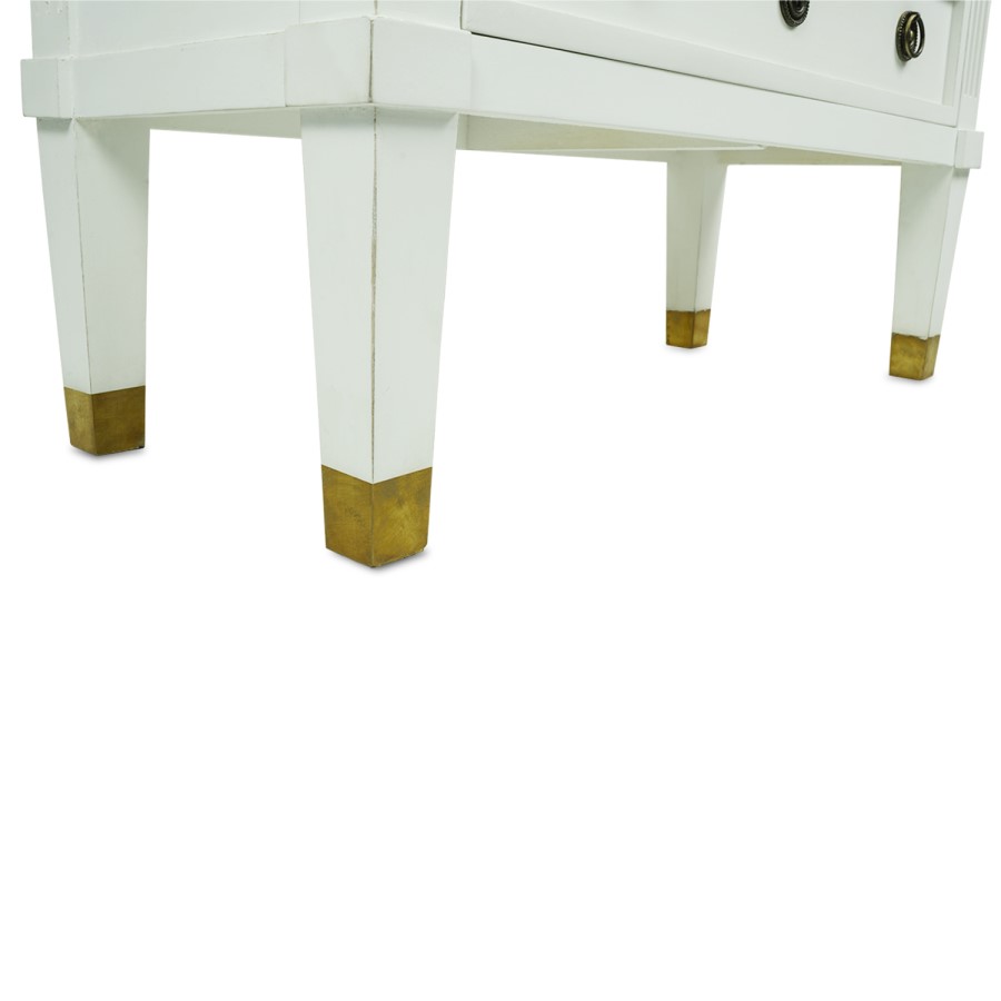 French Inspired 3 Drawer White Chest of Drawers in Solid Wood