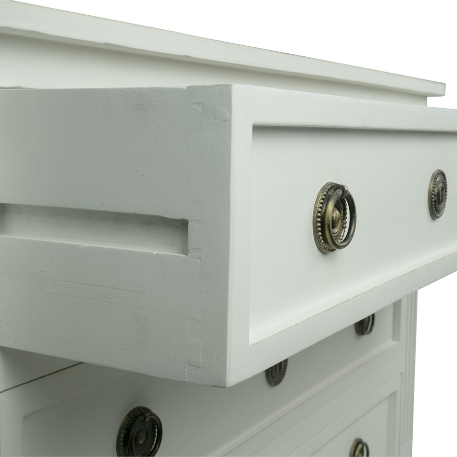 French Inspired 3 Drawer White Chest of Drawers in Solid Wood