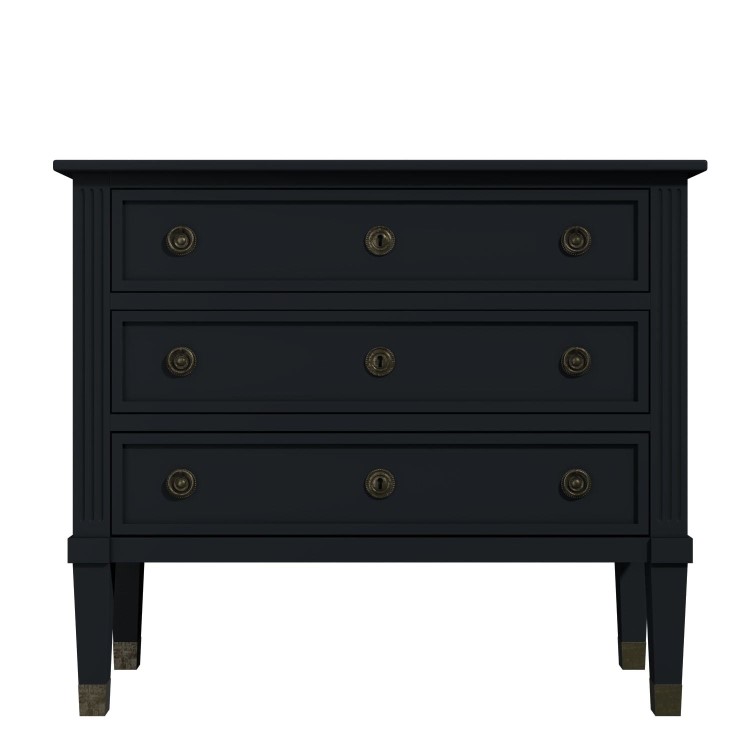 Bridget 3 Drawer Handmade Dark Grey Chest of Drawers in Solid Wood