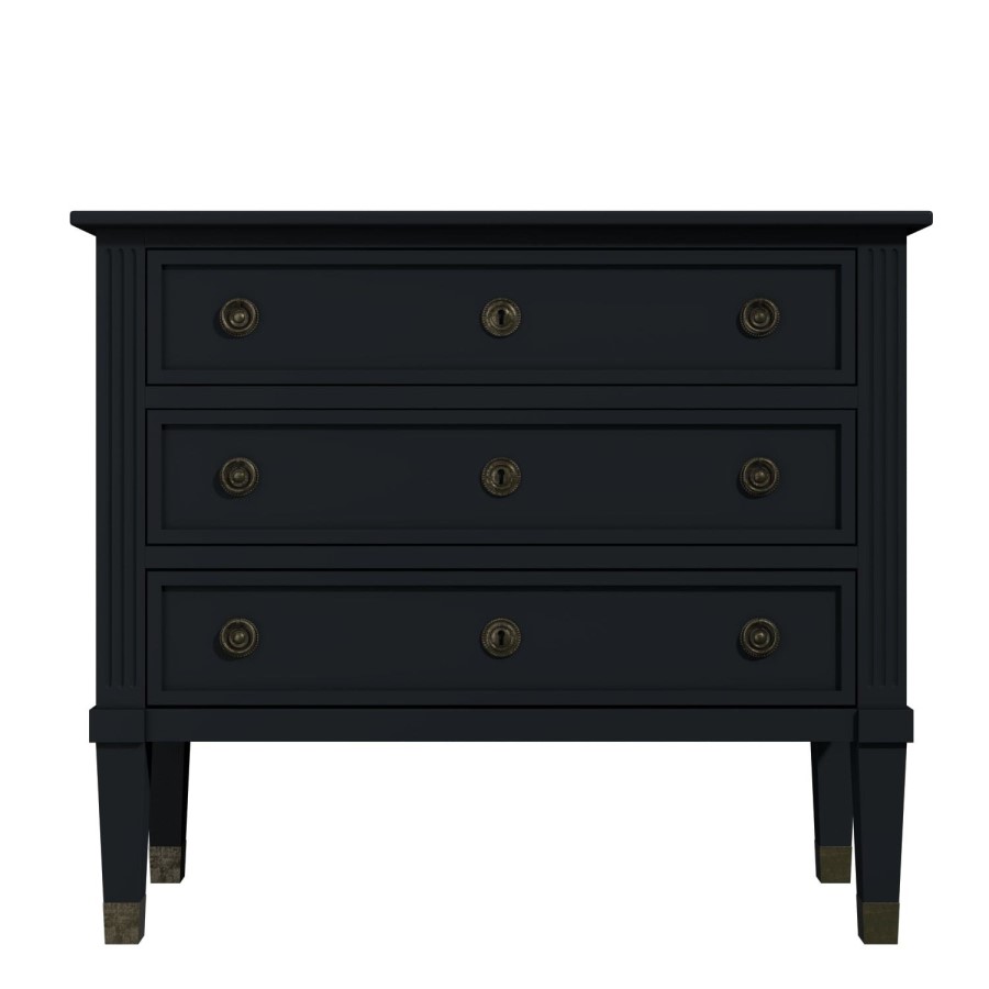 GRADE A2 - Bridget 3 Drawer Handmade Dark Grey Chest of Drawers in Solid Wood