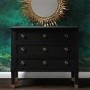 GRADE A2 - Bridget 3 Drawer Accent Black Chest of Drawers in Solid Wood