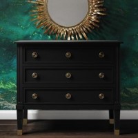 GRADE A2 - Bridget 3 Drawer Accent Black Chest of Drawers in Solid Wood