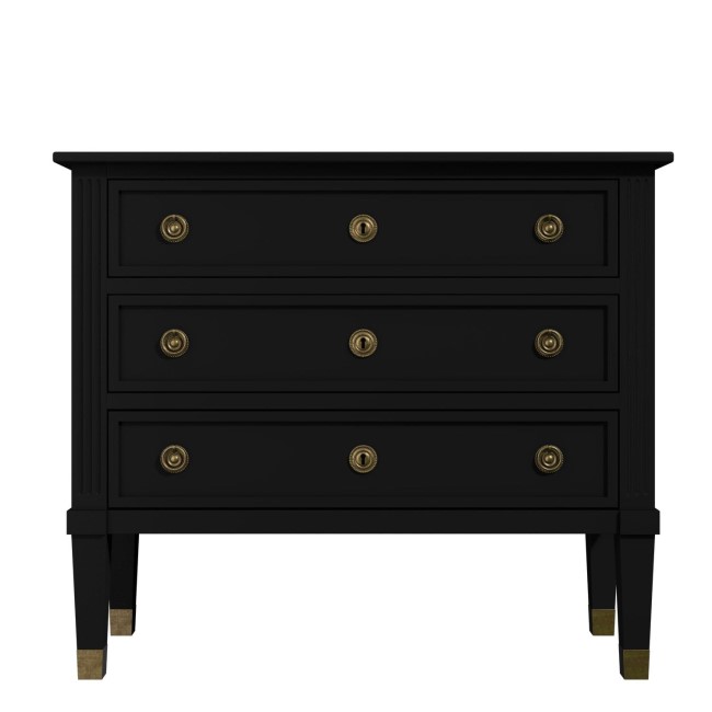 Bridget 3 Drawer Handmade Black Chest of Drawers in Solid Wood