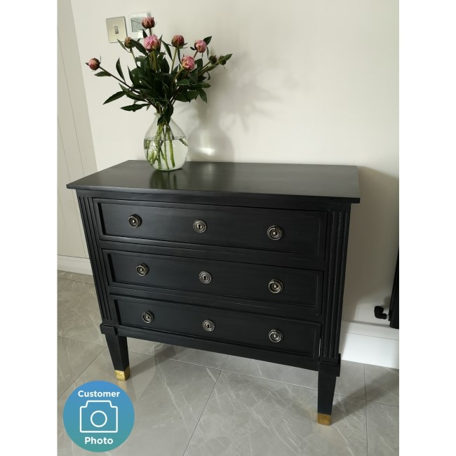 Bridget 3 Drawer Handmade Black Chest of Drawers in Solid Wood