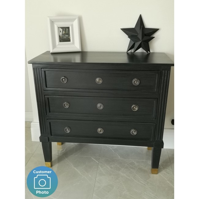 Bridget 3 Drawer Handmade Black Chest of Drawers in Solid Wood