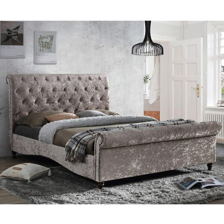 Birlea Brighton Double Bed Upholstered In Oyster Velour