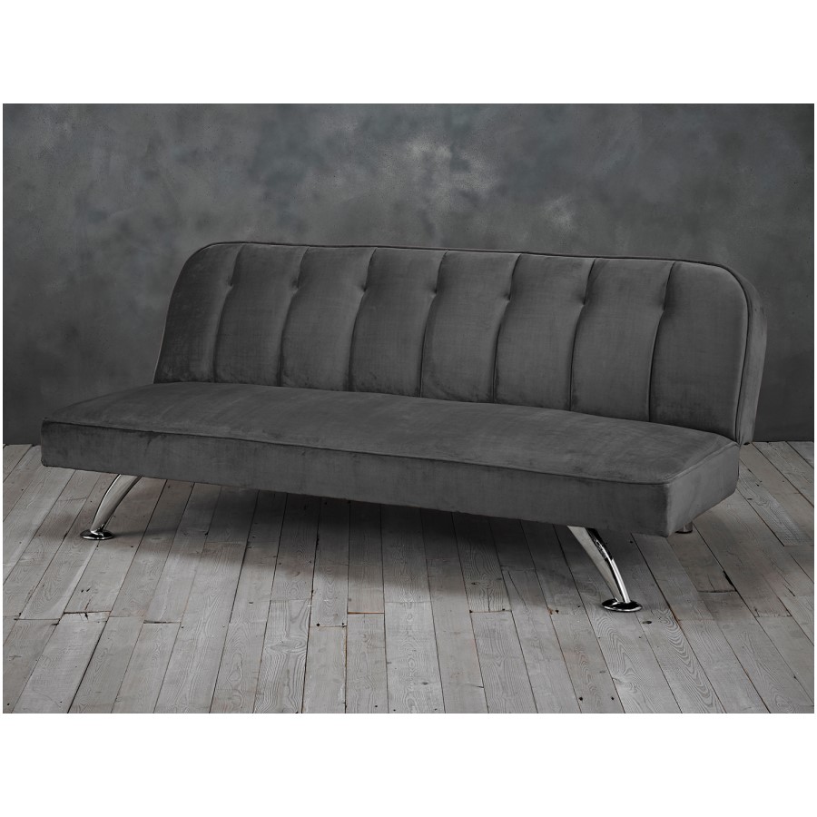Grey Velvet Sofa Bed - LPD Brighton