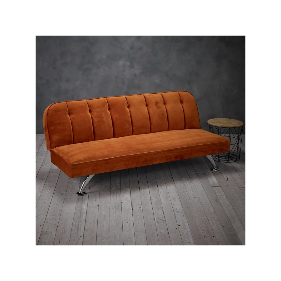 Orange Velvet Sofa Bed - LPD Brighton