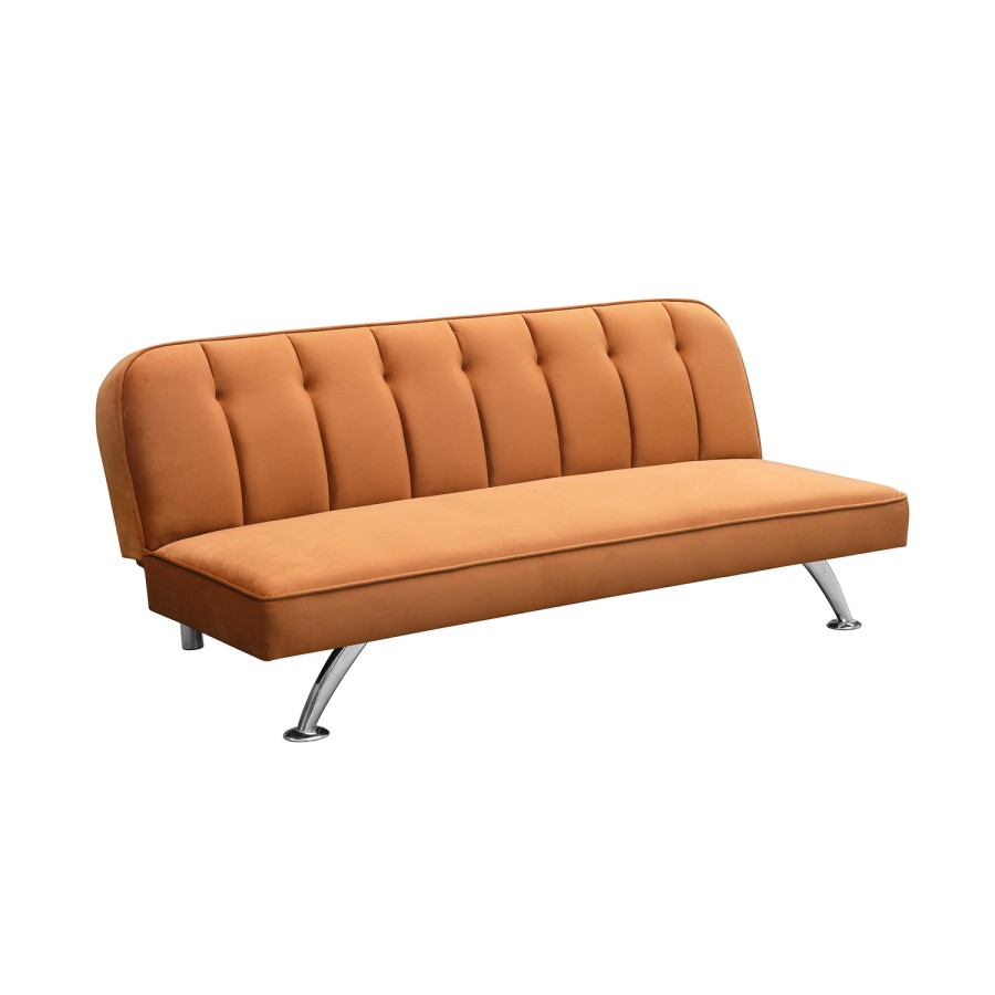 Orange Velvet Sofa Bed - LPD Brighton