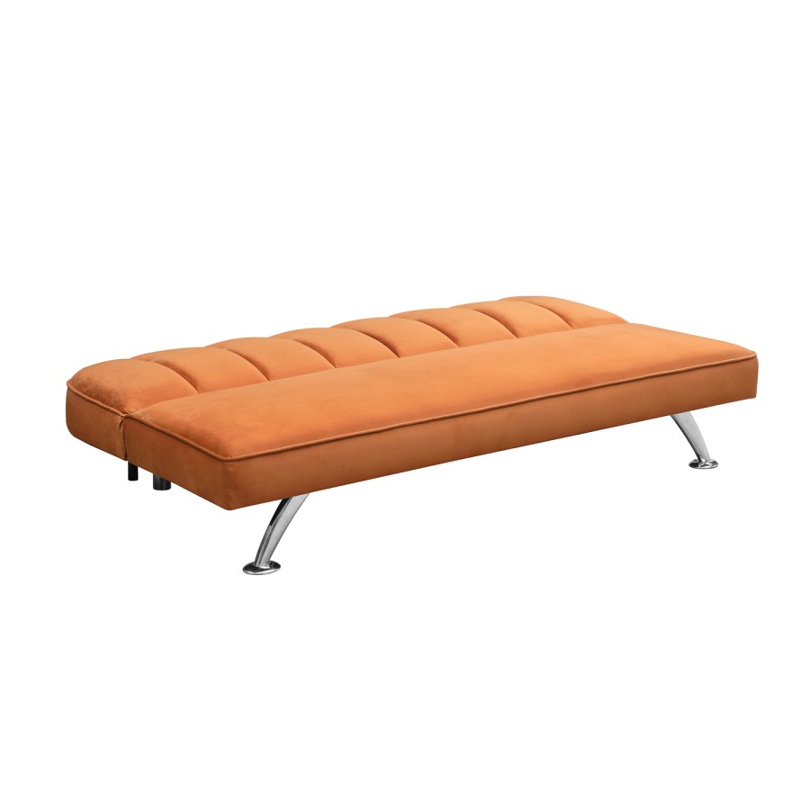 Orange Velvet Sofa Bed - LPD Brighton