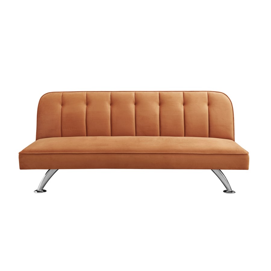 Orange Velvet Sofa Bed - LPD Brighton