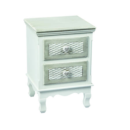White Painted Bedside Table with 2 Drawers - Brittany - LPD