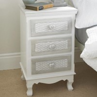 White Painted Bedside Table with 3 Drawers - Brittany - LPD