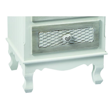 White Painted Bedside Table with 3 Drawers - Brittany - LPD
