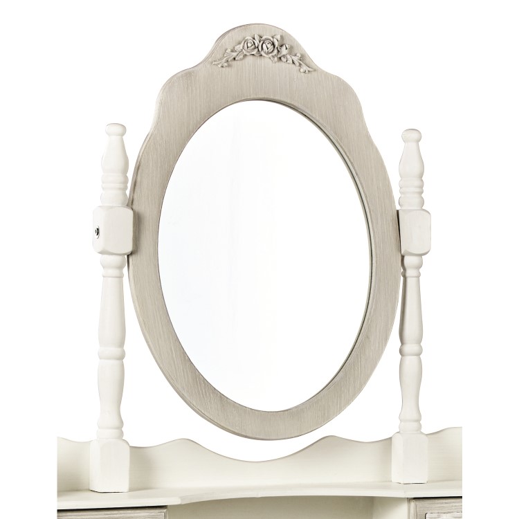 Oval Off White Dressing Table Mirror - Brittany