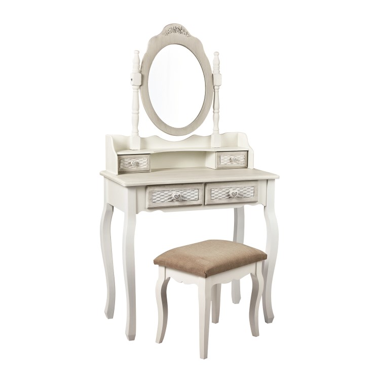 Oval Off White Dressing Table Mirror - Brittany