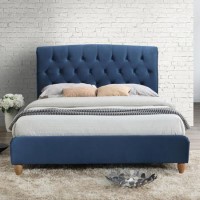 Birlea Brompton Small Double Bed Upholstered in Midnight Blue