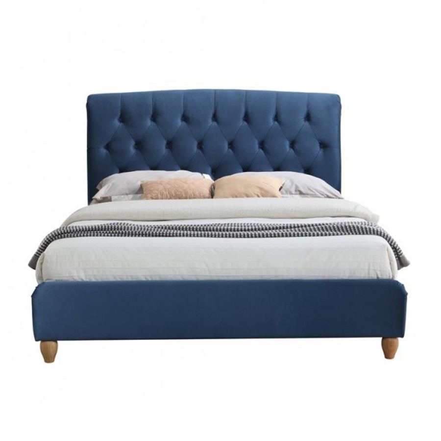 Birlea Brompton Small Double Bed Upholstered in Midnight Blue