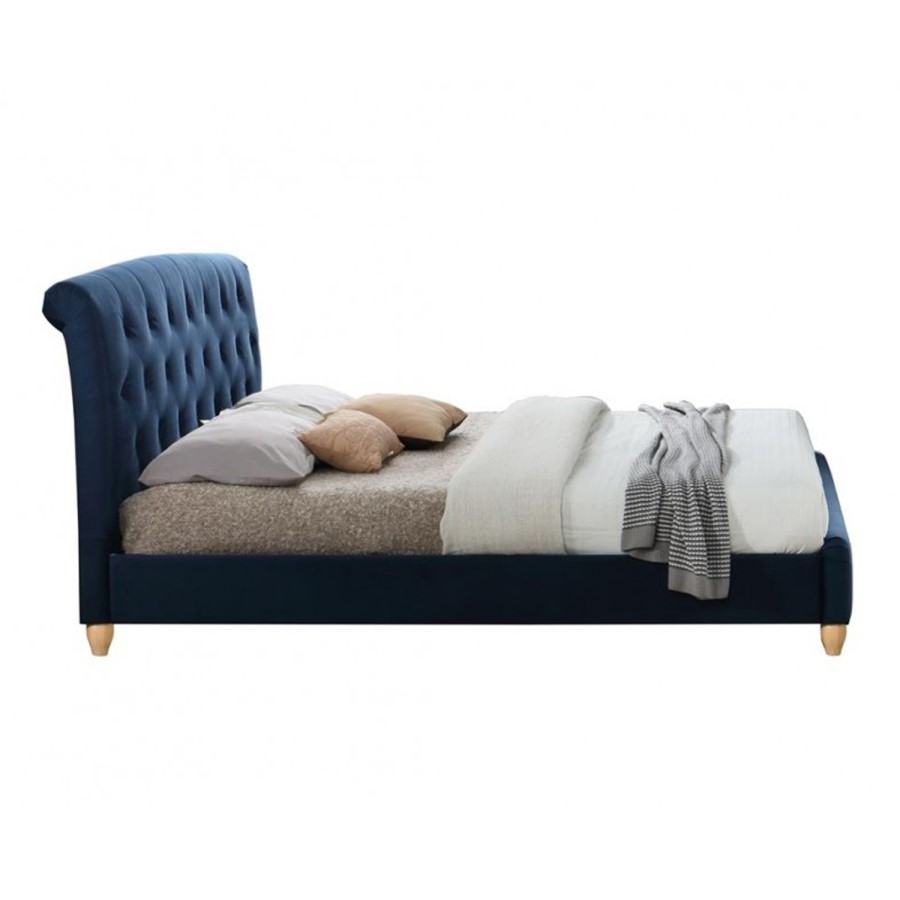 Birlea Brompton Small Double Bed Upholstered in Midnight Blue