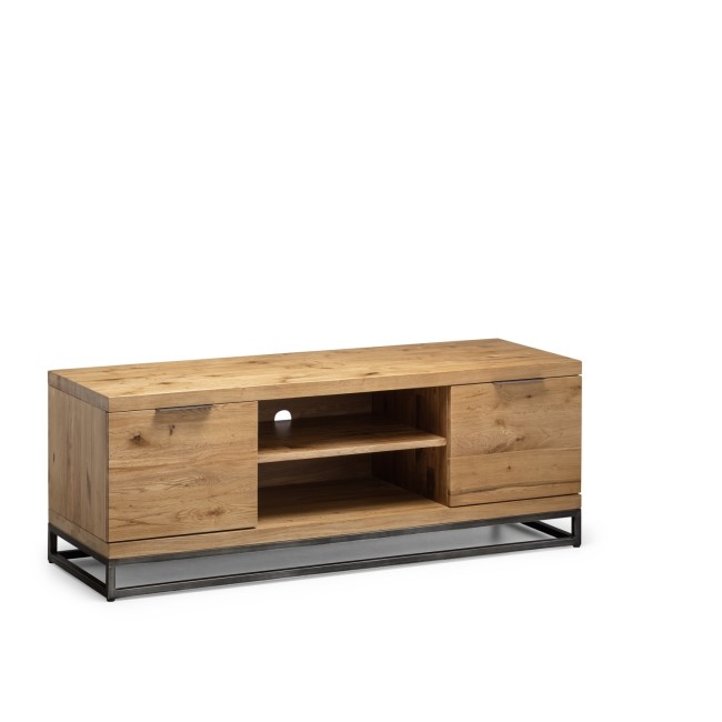 Oak TV Unit with Metal Legs & Open Shelves TV's up to 50" - Brooklyn
