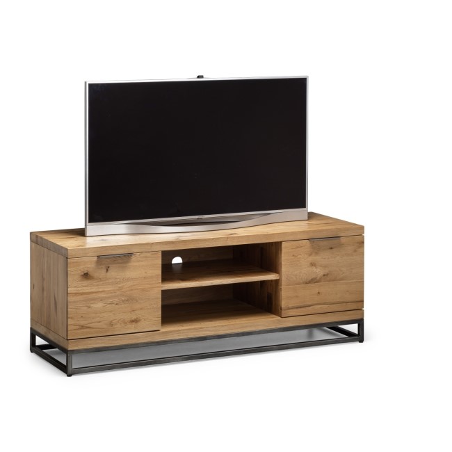 Oak TV Unit with Metal Legs & Open Shelves TV's up to 50" - Brooklyn