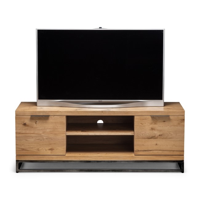 Oak TV Unit with Metal Legs & Open Shelves TV's up to 50" - Brooklyn