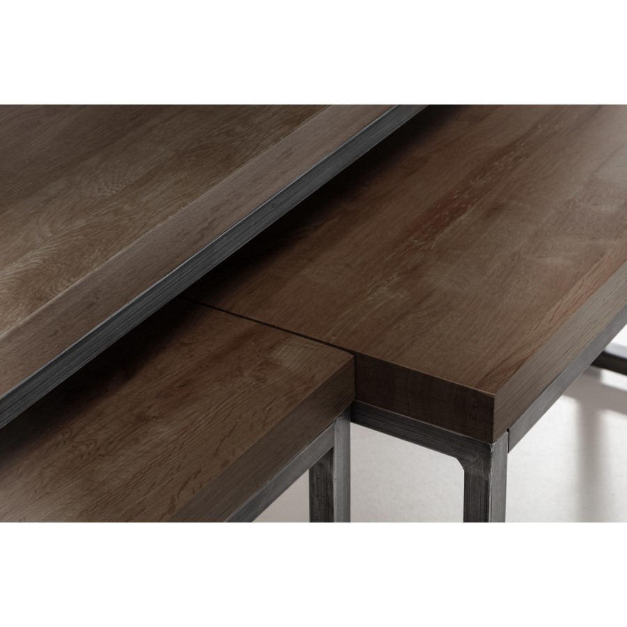 Large Dark Oak Nest of Coffee Tables - Brooklyn