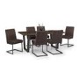 Dark Oak Dining Table with 6 Charcoal Faux Leather Dining Chairs - Brooklyn