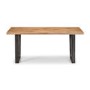 Industrial Oak Bench Dining Set with 4 Brown Leather Chairs - Brooklyn